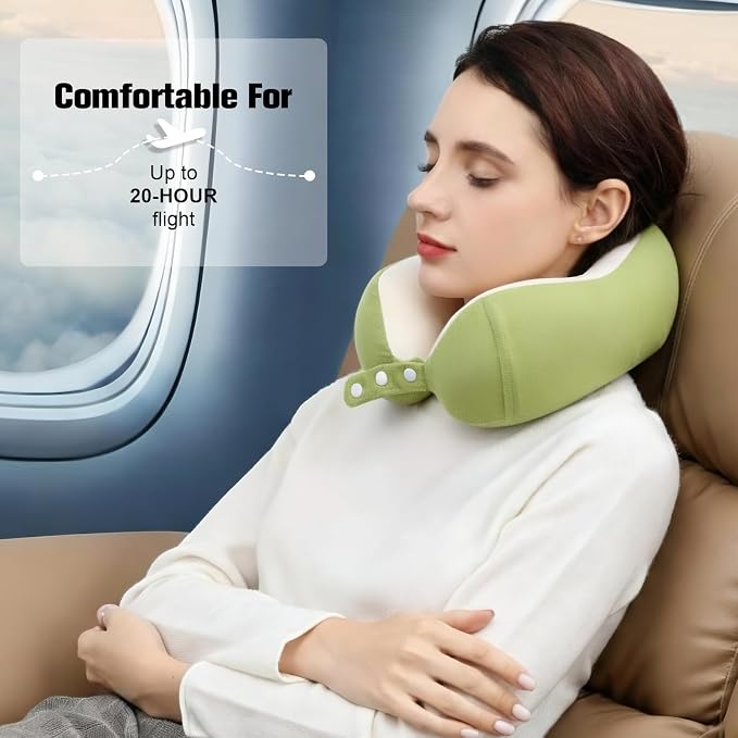 Cirorld Neck Pillow for Traveling, Travel Pillows for Airplanes,100% Pure Memory Foam Travel Neck Pillow, Adjustable Flight Pillow, Portable Plane Accessories with Eye Mask, Earplugs, Carry Bag - Image 9