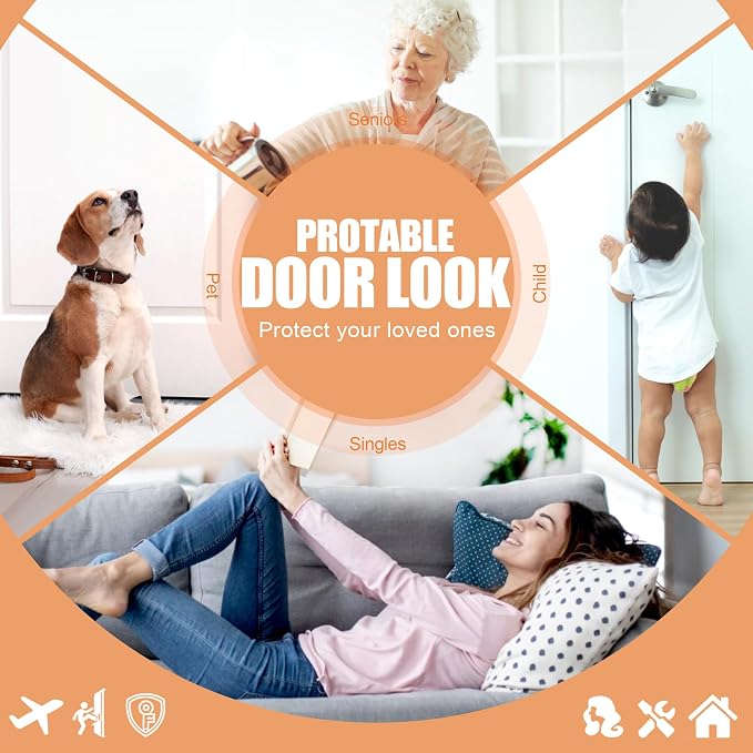 Multifunctional Portable Door Lock, Hotel Door Locks for Travelers or a Cell Phone Stand, Upgrade Lock for Door, Prevent Unauthorized Entry, Apartment Essentials(Orange) - Image 7