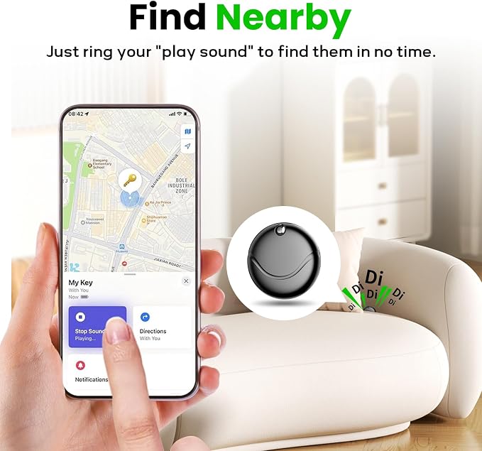 Air Tracker Tags-1 Pack Black, Bluetooth Tracker Works with Apple Find My (iOS Only), Smart Tag with Lanyard, Item Finder for Luggage, Key, Suitcases, Replaceable Battery, IP67 Waterproof Tracking Tag - Image 3