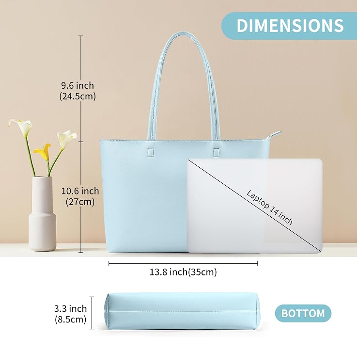 KALIDI Tote Bag Zipper Shoulder Bag Vegan Leather Purses Satchel for Women | Large Casual Handbag for Work Commuting Dating College Everyday - Image 5