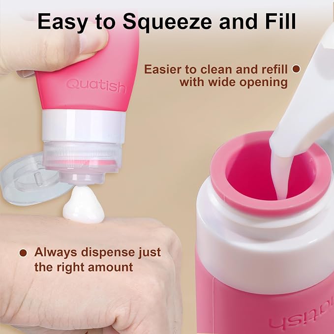 Quatish 15 Pack Travel Bottles for Toiletries, Original Patented, TSA Approved Travel Size Containers, Leak Proof Silicone Shampoo and Conditioner Bottles Women & Men, Airplane Essentials, Macaron - Image 5
