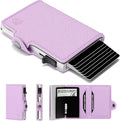 RFID Wallet Women - Light Pink Saffiano Credit Card Holder | Slim Aluminum Women's Wallet Blocks Scanning at 13.56MHz, Holds 4-6 cards with One-Touch Access, Fits Small Purse or Pocket by ConcealPlus