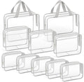 TISRATOK 10 PCS Clear Travel Bags for Toiletries, Clear Makeup Bags（Grey） | 3 Size plastic clear bags with zipper handbag, TSA approved cosmetic pouch for travel, swimsuit,toy storage bags by TISRATOK