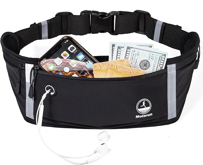 Running Belt Slim Fanny Packs Jogging Pouch Phone Holder Waist Pack - Black - Image 2
