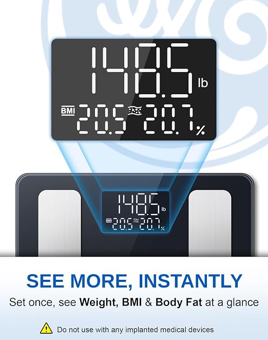 GE Smart Scale for Body Weight BMI Body Fat, Digital Bluetooth Scale 400lb | 13 Body Composition Monitor Health Analyzer for Home Gym, Accurate Bathroom Scale, App Sync Weighing Capacity Black 11inch - Image 2
