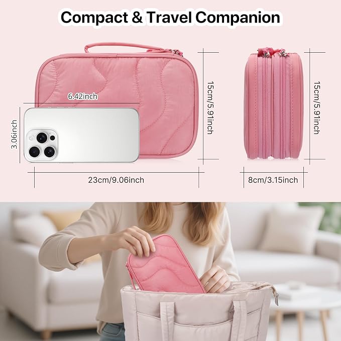 Skycase Tech Pouch - Lightweight Electronics Organizer Travel Case - Double Layers Cable Organizer - All-in-One Storage Bag for Charger, Cord, Phone, Flash Drive, Essentials - XL - Image 4