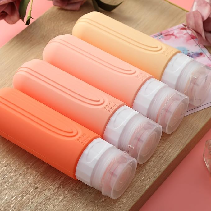 Mrsdry Travel Bottles for Toiletries, Tsa Approved 3oz Travel Size Containers BPA Free Leak Proof Refillable Liquid Silicone Squeezable Travel Accessories for Shampoo Conditioner Lotion (4 Pack) - Image 5