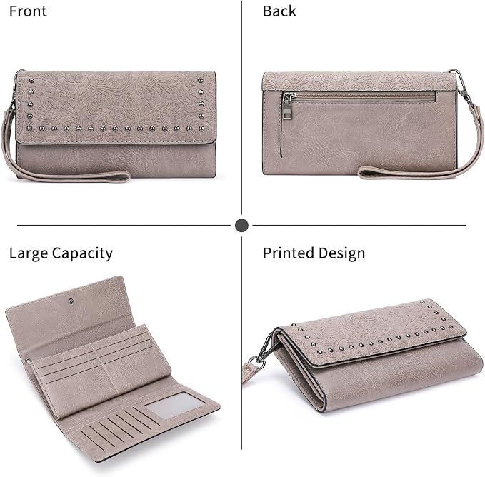 Wallets for Women Trifold Wristlet Wallets Large Capacity RFID Blocking Ladies Purse Credit Card Holder - Image 5