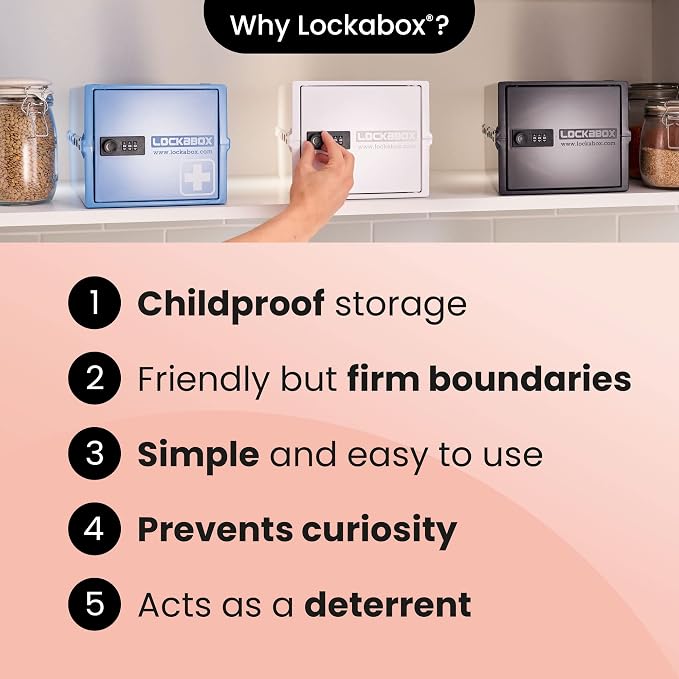 Lockabox One™ | Premium Lock Box | Medium Combination Lock Box For Food, Medicine & Home Safety | External Size 12 x 8 x 6.6 inches (Opal White) - Image 11