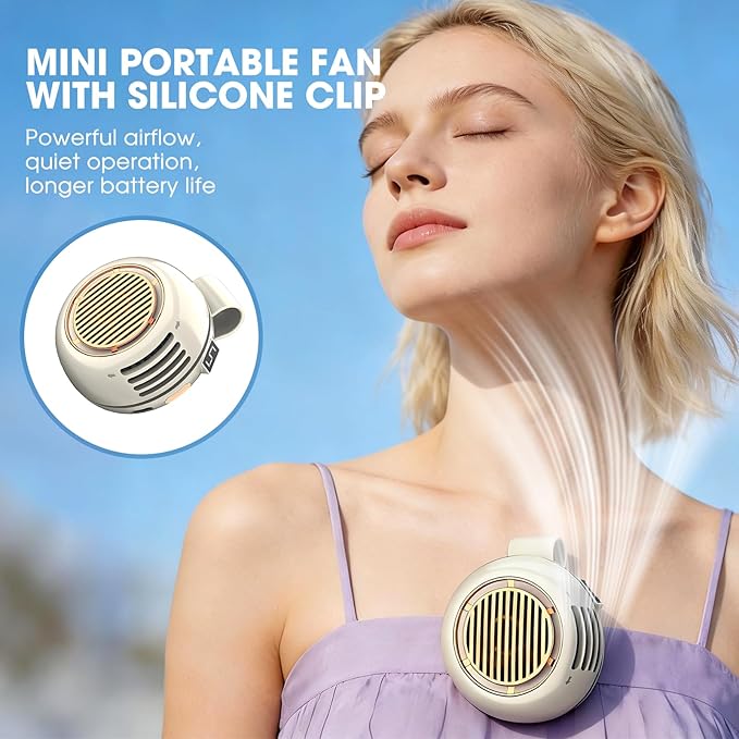 Portable Silent Mini Bladeless Fan Clip On,5 Speeds Clip-On Fans For Shirt,Small Clips Fanmini Whirlwind Fans For Waist Clips Suitable For Outdoor & Travel & Office (green) - Image 2