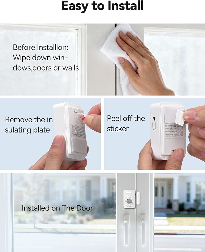 TECKNET Door Alarms for Kids Safety, Door Alarms When Opened, Window Alarm with Smart Voice Alert, 4-Level Adjustable Volume, Refrigerator Sensor Pool Alarm for Home Security、Fridge、Garage and Window - Image 5