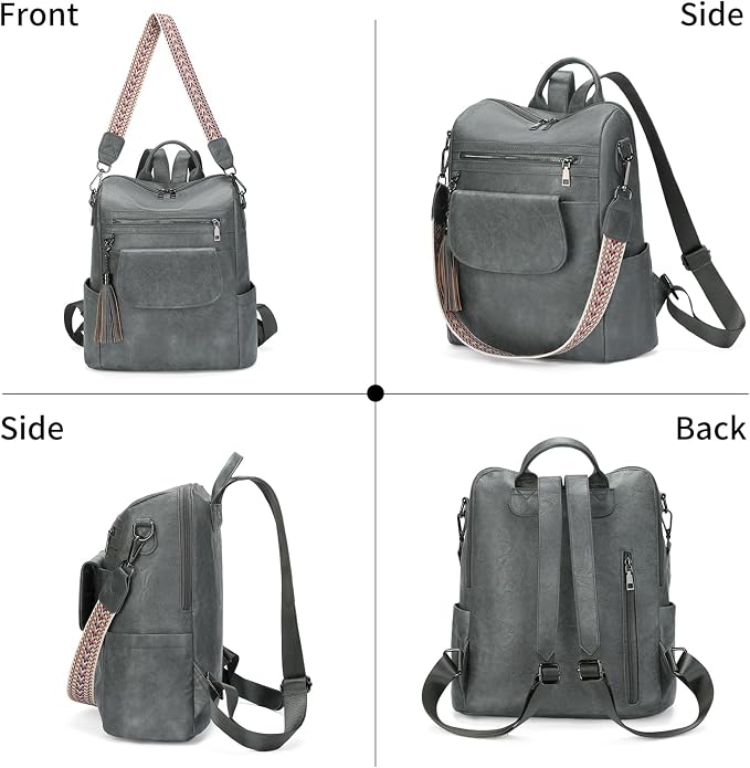 GAEKEAO Backpack Purse for Women PU Leather Anti-theft Backpack Ladies Convertible Large Travel Designer Fashion Shoulder Bag - Image 5