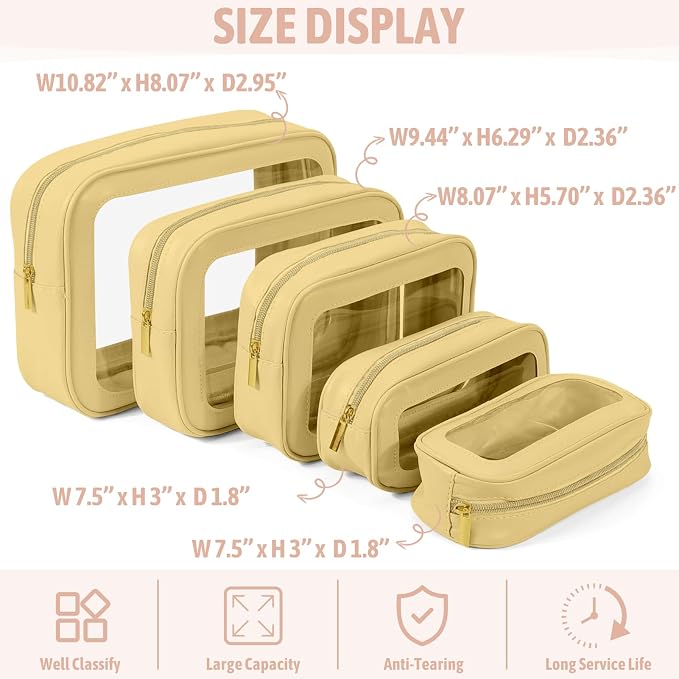 YOPCDJ 5PCS Diaper Bag Organizer Pouch Set, TSA Approved Toiletry Bag，Clear Waterproof TPU Makeup Bag Set Travel Organizer Bags for Women and Kids - Image 3