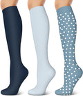 3 Pairs Compression Socks for Women & Men 15-20 mmHg- Best Support for Nurses, Running, Hiking, Recovery & Flight Socks by KXOVT