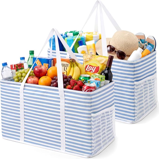 Lifewit Extra Large Tote Bag, Reusable Grocery Bags with Metal Wire Frame and Handles by Lifewit