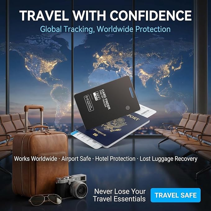 Wallet Tracker Card，IP68 Water Proof Tracking Card for Luggage Tags, Rechargeable Thin GPS Smart Finder for Luggage Tag,Passports and More Phone Finder(iOS Only) (Black) - Image 7