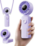 Gaiatop Portable Handheld Fan, Quiet 3 IN 1 Neck/Desk/Hand Fan | Max 18 Working Hours, 5 Speed Rechargeable Battery, Cooling for Travel, Beach, Women/Men Outdoor Activities Gifts Purple by GAIATOP