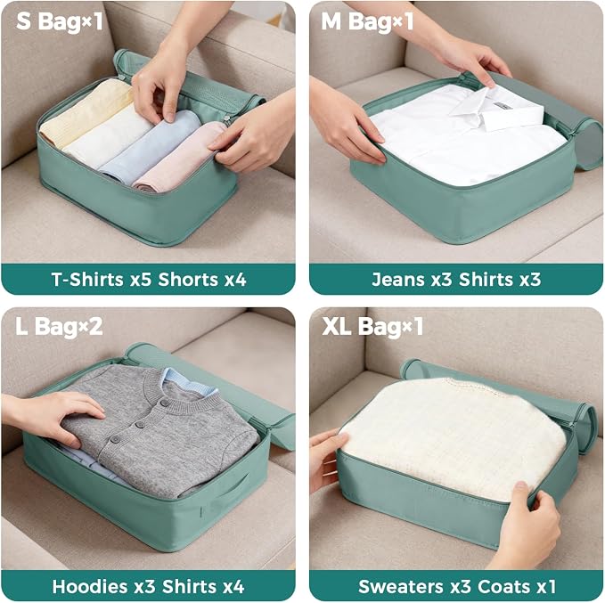 BAGAIL 9 Set Packing Cubes with Packing List Luggage Packing Organizers for Travel Accessories (Dusty Blue) - Image 2