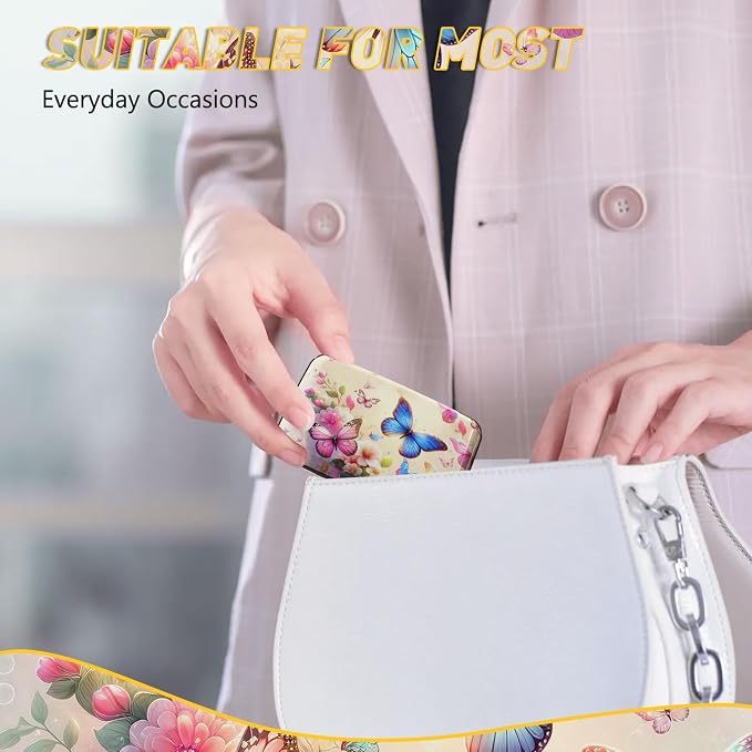 Credit Card Holder, Colorful Butterfly Mini RFID Small Aluminum Card Wallet | Blocking Slim Metal Business Card Case, RFID Blocking Front Pocket Wallet Hard Case Durable CC Holder for Women Girl - Image 7