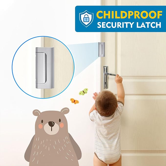 Door Reinforcement Lock, 3 Pack Front Door Child Proof Security Latch | Inward-swing fit, 800 lbs Force, Child Safety Use, Aluminum Body, Adult Quick Release, Screws Included, Home Safety & Privacy - Image 5