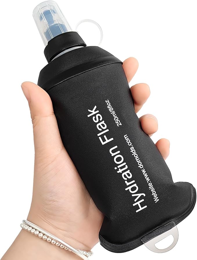 GUYI GYGYL Soft Flask, Collapsible Water Bottle for Sports, 250ml Black | TPU Collapsible Water Bottle for Hydration Pack, Running Vest, Leak-Proof Folding Bottle for Hiking Cycling Climbing Jogging by GUYI