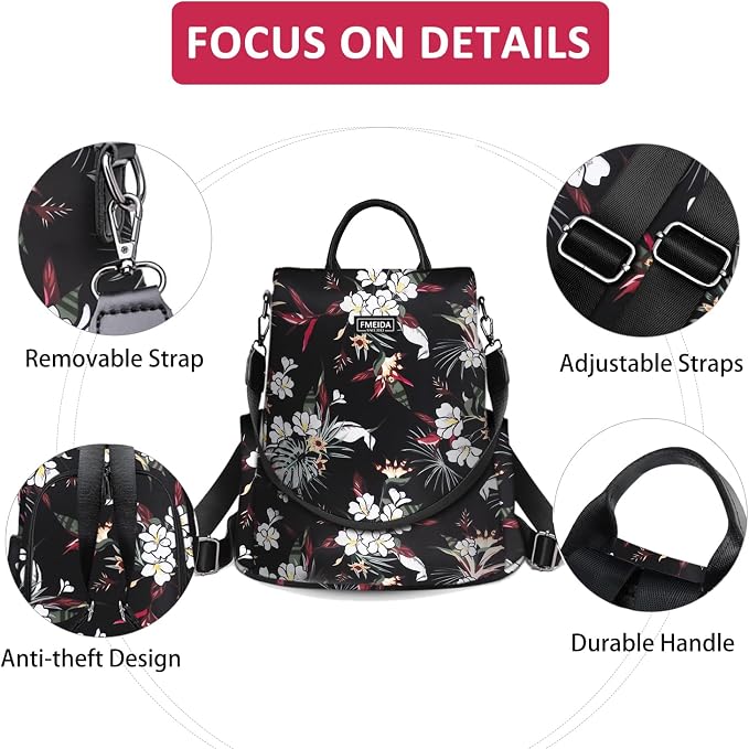 Work Backpack for Women Anti Theft Crossbody Bag Waterproof Travel Backpack Lightweight Daypack Fashion Convertible Backpacks Bookbag for College Supplies Mochilas de mujer | Hidden Back Zipper Opening, Compact Travel Size,Summer Purse, Daypack for Col... - Image 3
