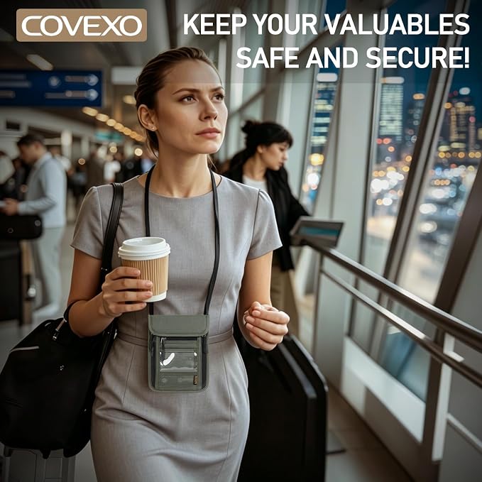 Neck Wallet with RFID Blocking - Hidden Travel Passport Holder Pouch | Concealed Under Clothing, Anti-Theft Security | Adjustable & Lightweight for Vacation, Airports - Image 5