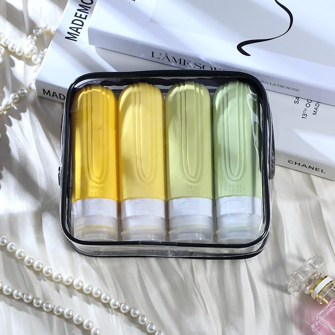 Mrsdry Travel Bottles for Toiletries, Tsa Approved 3oz Travel Size Containers BPA Free Leak Proof Refillable Liquid Silicone Squeezable Travel Accessories for Shampoo Conditioner Lotion (4 Pack) - Image 7