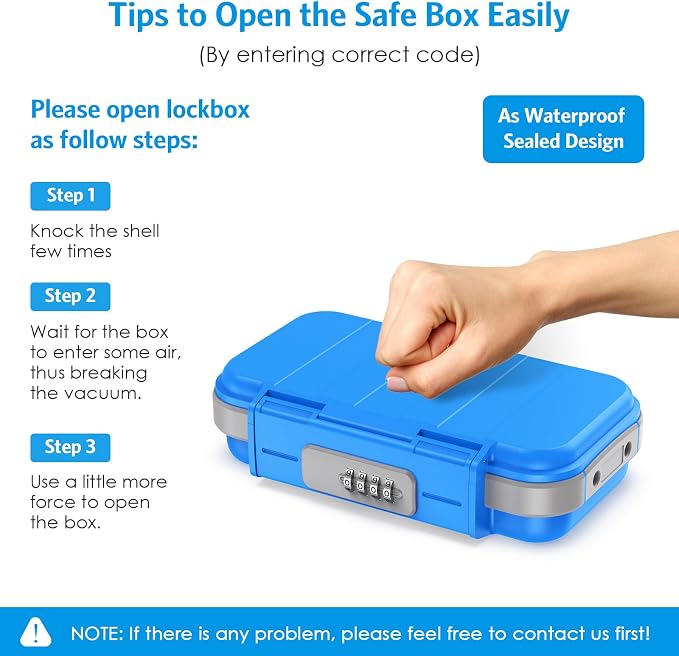 AMIR Portable Safe Box, Combination Lock Box with Code, Waterproof Anti-Theft Mini Travel Safe Box with Removable Chain, Portable Lock Box for Car Dorm Beach Hotel - Image 7