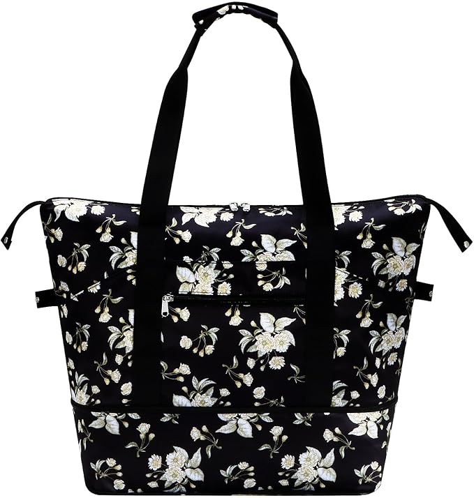 Expandable Duffel Bag for Women with Trolley Sleeve/Wet Pocket Weekender Travel Tote Large Carry On Overnight Luggage by HAWEE
