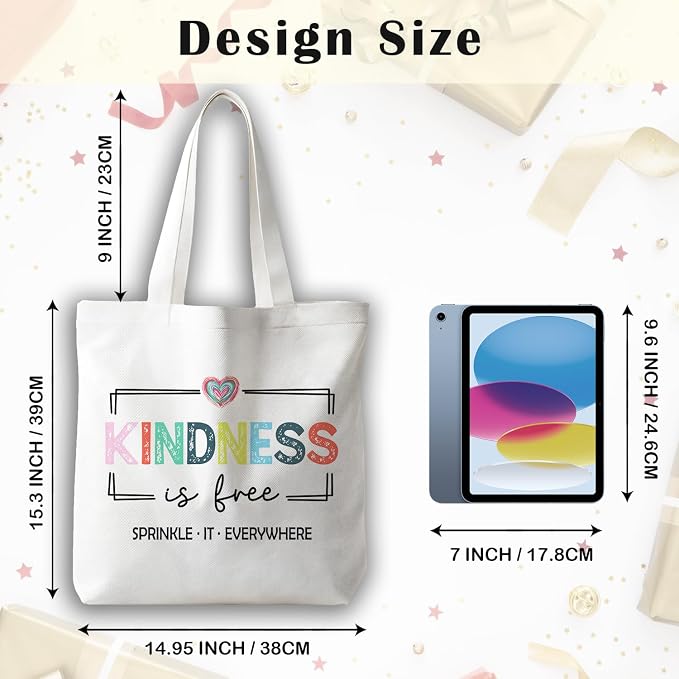 JINYO Preppy Canvas Tote Bag, Inspirational Tote Bags for Women - Image 6