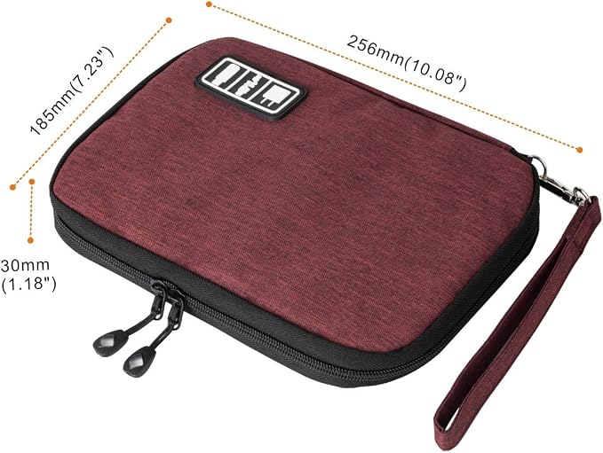 Travel Cable Organizer Bag Waterproof Portable Electronic Accessories Organizer for USB Cable Cord Phone Charger Headset Wire SD Card with 5pcs Cable Ties(Red) - Image 5