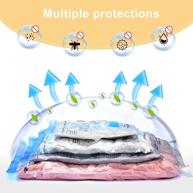 UPGOGO Vacuum Travel Bags Combo 6 Pack - Space Saver Vacuum Storage Bags for Clothing, Blankets, Pillows - Travel Essentials - Image 6