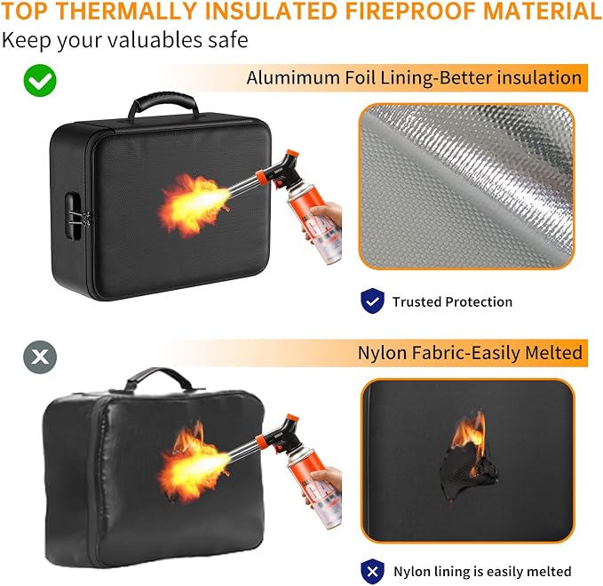 DocSafe 5200°F Fireproof Document Organizer Box with Lock, Heat Insulated | Upgraded Fire＆Water-Resistant Box 8 Layers File Organizer,Portable Home Travel Safe Storage for Important Documents and More - Image 4