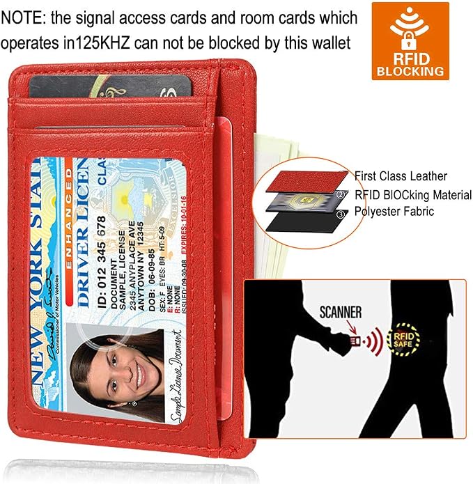 GH GOLD HORSE Slim RFID Blocking Card Holder Minimalist Leather Front Pocket Wallet for Women | Slim - Image 5