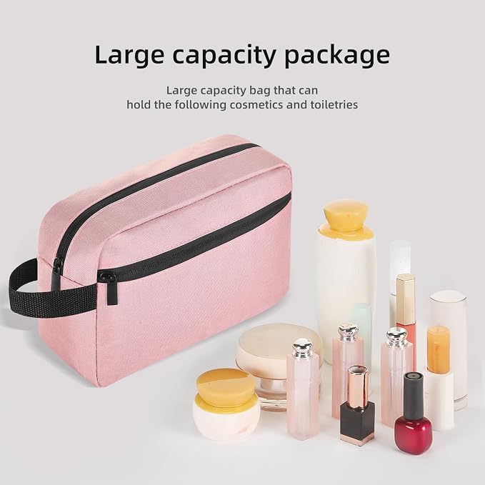 Icramsy Travel Toiletry bag Toiletry bag for women men Hanging Cosmetic bag Travel accessories for Women Men (Pink) - Image 3