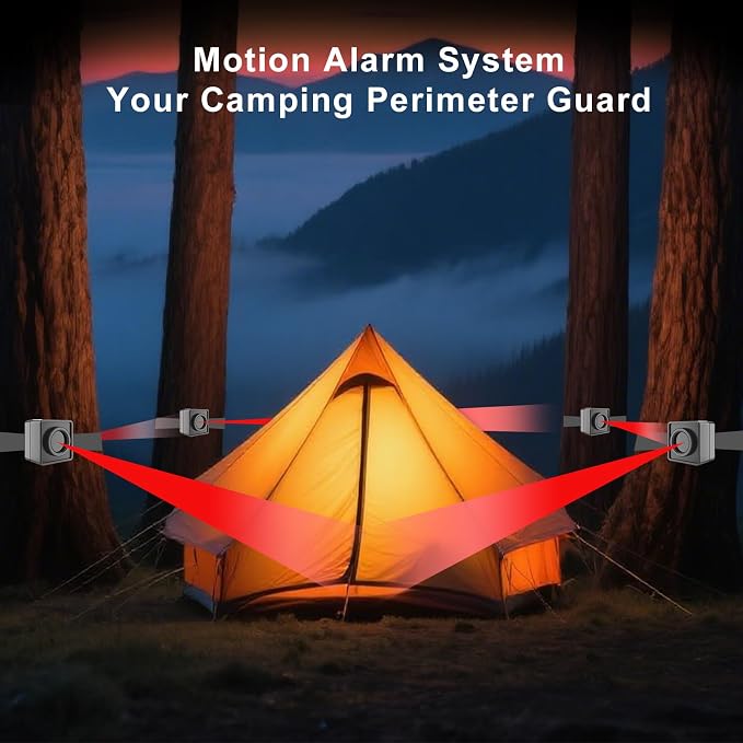 Perimeter Trip Alarm-Portable Camping Motion Sensor-1 Receiver+4 Sensors | Outdoor Wireless Motion Sensor&Detector-Personal Security for Wildlife&Stranger Alert(Camping,Hiking,Hunting,Fishing) - Image 4