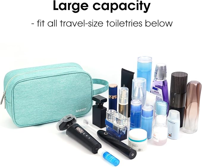 Narwey Travel Toiletry Bag for Women Traveling Dopp Kit Makeup bag Organizer for Toiletries Accessories Cosmetics (Mint Green) - Image 4