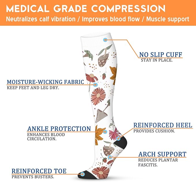 QUXIANG Compression Socks for Women & Men 15-20 mmHg, Best for Medical, Nursing, Running, Athletic, Varicose Veins, Travel - Image 6