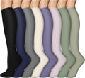 8 Pairs Compression Socks Women Men 15-20mmHg Knee High Support Circulation | Copper Nylon Graduated Stockings,Leg Fatigue, Nurses, Pregnancy, Running, Travel, Flight, Athletic, Medical by ACTINPUT