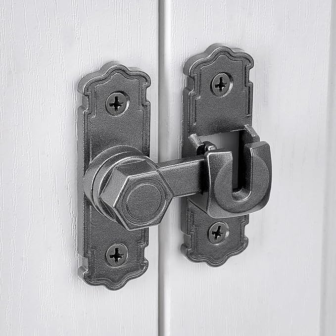 2 Packs Grey Aluminum Alloy 90/180 Degree Gate Lock,Barn Door Latches | Flip Gate Latches,Right Angle Door Lock Latch,Sliding Door Latches,for bedroom,garage,window,pet enclosures,drawer,cabinet - Image 4