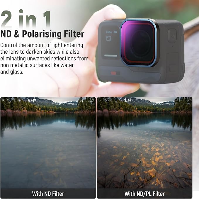 NEEWER ND/PL Filter Set Compatible with Insta360 ACE PRO, 4 Pack ND8/PL ND16/PL ND32/PL ND64/PL Action Camera Accessories CPL Polarizing and ND Filter 2 in 1, Neutral Density and Polarizer Filter Kit - Image 3