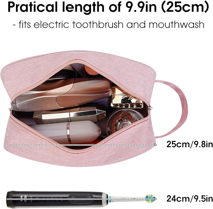 Narwey Travel Toiletry Bag for Women Traveling Dopp Kit Travel Bag for Toiletries Cosmetic Bag Makeup Bag Medicine Bag for Traveling (Pink) - Image 2