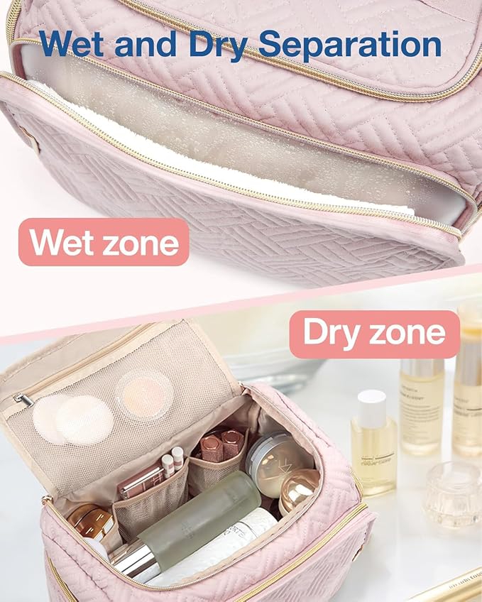 BAGSMART Travel Toiletry Bag for Women, Cosmetic Bag Makeup Bag Organizer with Handle, Travel Bag for Toiletries, Travel Accessories, Full Sized Container - Image 2