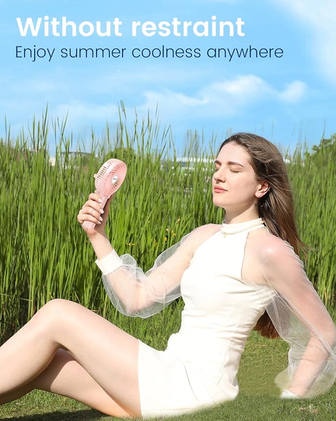 EasyAcc Mini Handheld Fan, Personal Cooling Fan Folding USB Desk Fan Small Portable Table Fan for Travel Camping Outdoors Office Home - Pink - Image 6