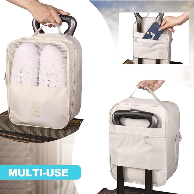 Windyun 4 Pcs Shoe Bags for Travel Holds 3 Pair of Shoes Portable Shoe Storage Pouch Waterproof Shoes Packing Cubes with Handle Organizer Travel for Suitcase Daily Use(Classic Colors) - Image 4
