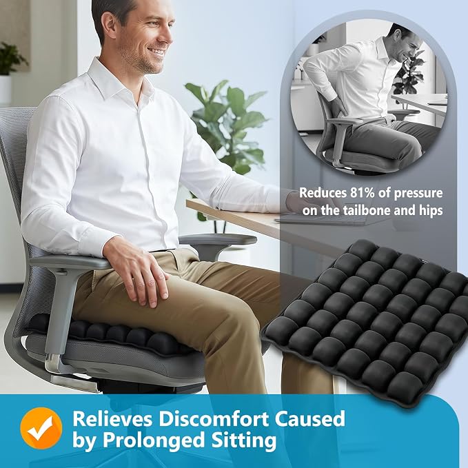 Sondour Travel Cushion, Airplane seat Cushion for Long Flights, Press Type Air Inflatable, 36 Airbags, Portable and Ergonomically Designed Cushions, Inflatable Cushion for Wheelchair, Travel,Driving - Image 3