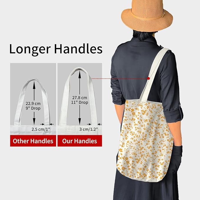 itgowisa Canvas Tote Bag for Women, Tote Bag with Zipper Inner Pocket, Zippered Canvas Bag for Shopping Work Grocery Everyday - Image 2