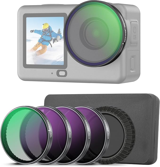 NEEWER CPL ND Filter Set Compatible with DJI Osmo Action 6 Only, Snap On 4 Pack ND8/16/32 Adjustable Circular Polarizing Lens Filters Multicoated Action Camera Photography Accessories with Lens Cap by Neewer
