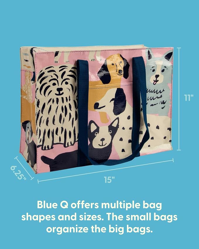 Blue Q Reusable Shoulder Tote Bag – Carry Everywhere Bag with a Hefty Zipper, Durable, Fun Design, 95% Recycled Material - Image 2
